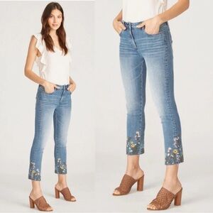 Anthropologie DRIFTWOOD Cropped Floral Embroidered Jeans